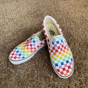 Vans Classic Slip On Skater Shoes Rainbow Multicolored Casual Men 9.5 Women 11